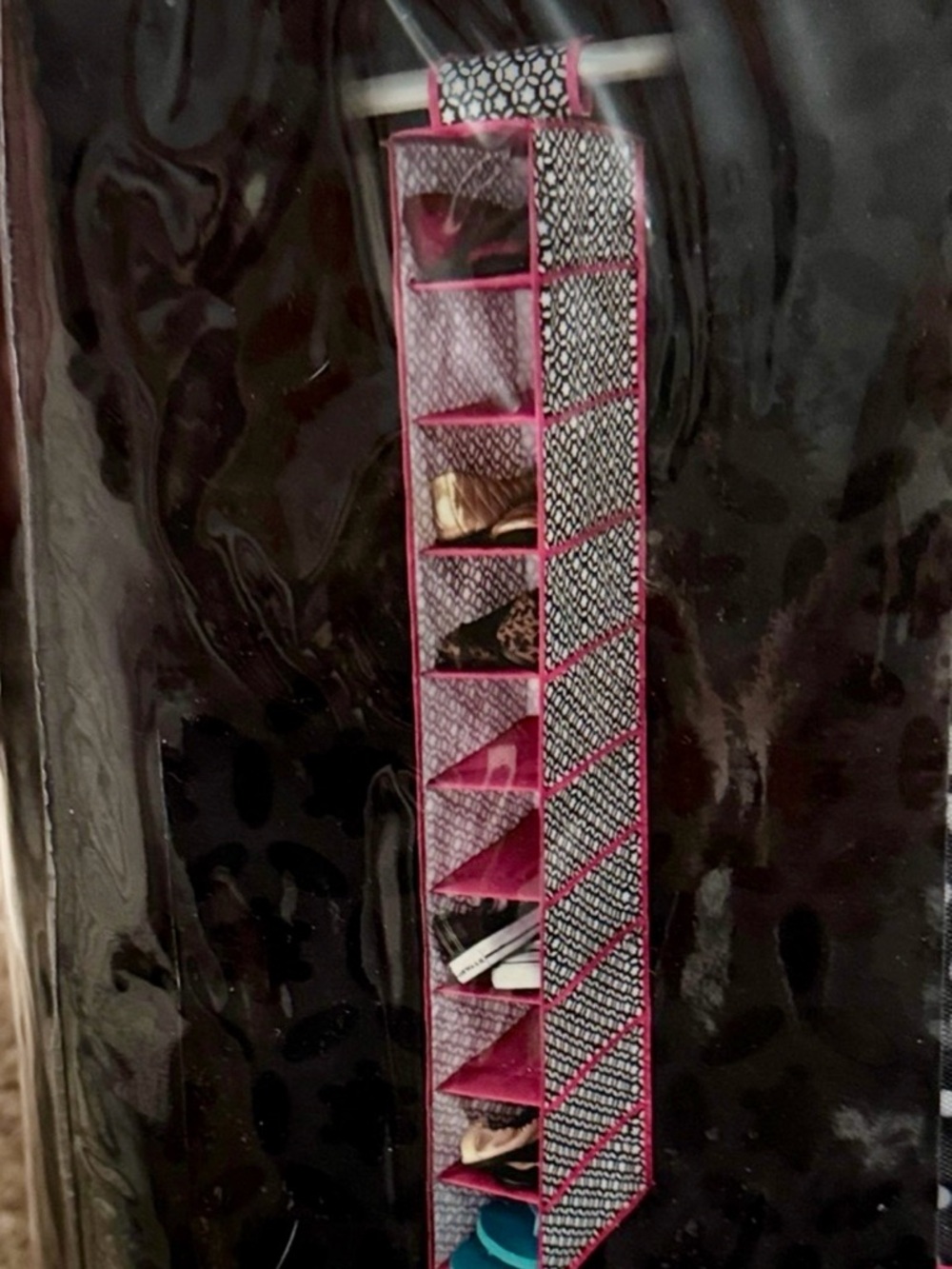 The Macbeth Collection 10-Shelf Hanging Closet Organizer - Black & Pink